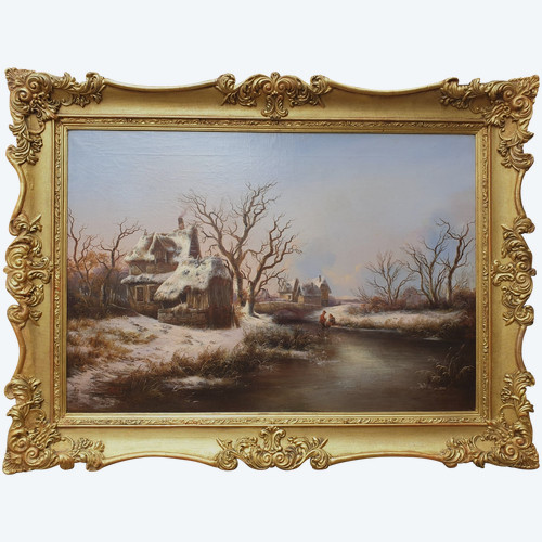 Georg HÖHN German snow landscape 19th century Romantic painter