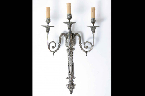 Pair of Appliques En Bronze Argenté, Louis XVI