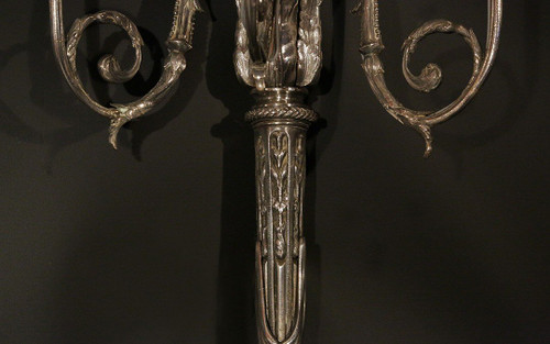 Pair of Appliques En Bronze Argenté, Louis XVI