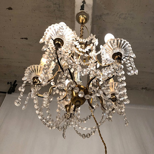 Five-light chandelier, gilded metal, late 19th century