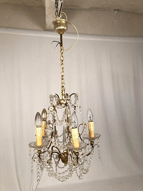 Five-light chandelier, gilded metal, late 19th century