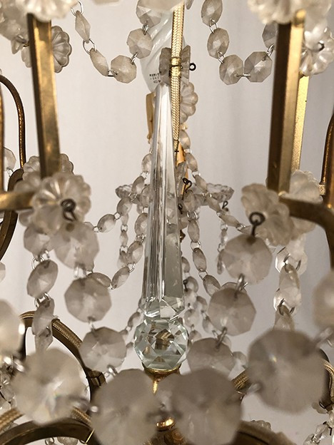 Five-light chandelier, gilded metal, late 19th century