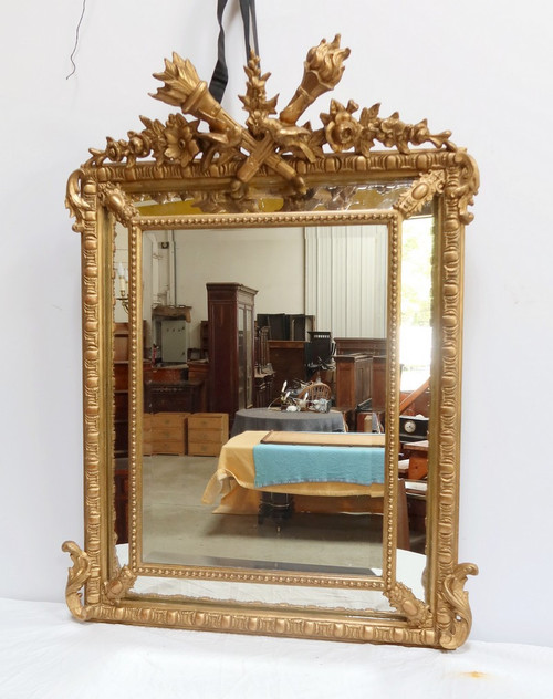 Miroir à Parcloses en Bois Doré, style Louis XIV, époque Napoléon III – XIXe