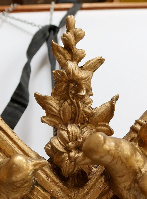 Miroir à Parcloses en Bois Doré, style Louis XIV, époque Napoléon III – XIXe