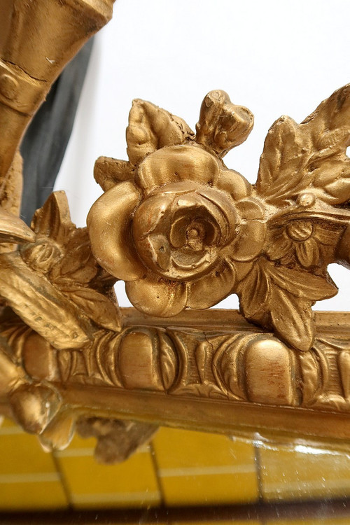 Miroir à Parcloses en Bois Doré, style Louis XIV, époque Napoléon III – XIXe