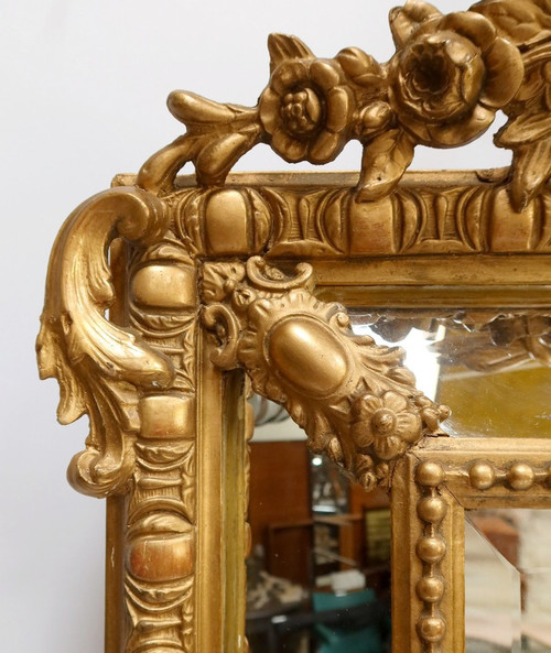 Miroir à Parcloses en Bois Doré, style Louis XIV, époque Napoléon III – XIXe