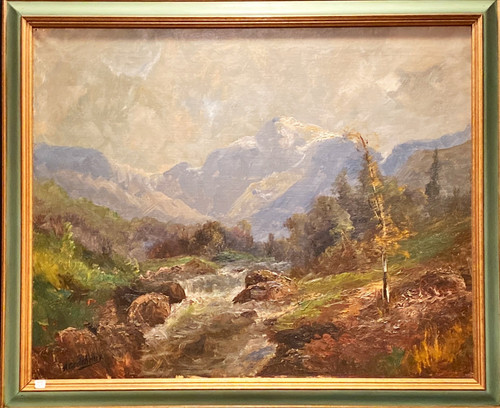 Painting, mountain landscape signed A Godchaux