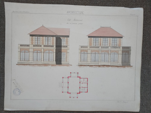 14 Dessins d'architecture 19e siècle