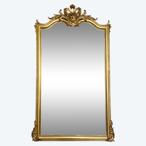 Large gilded mirror from the 19th century in LOUIS XV style