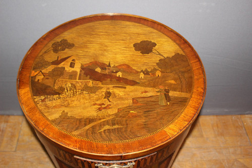 Louis XVI Style Hot Water Bottle Table In Marquetry Around 1900