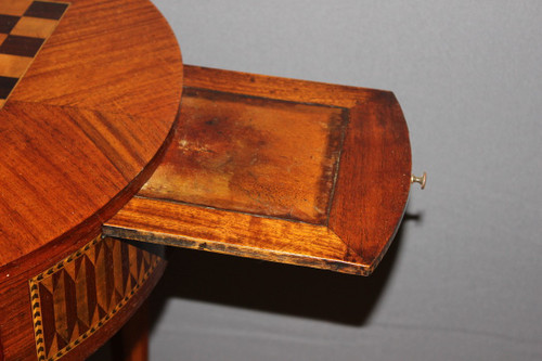 Louis XVI Style Hot Water Bottle Table In Marquetry Around 1900