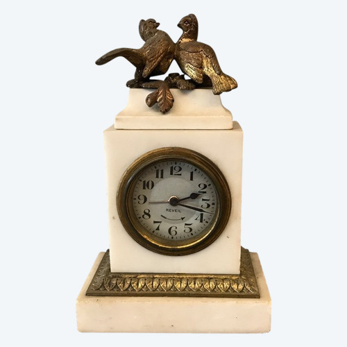 Clock, marble alarm clock and bonze from the late 19th century