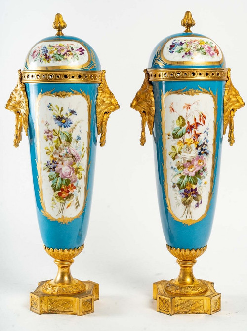 Paire De Vases En Porcelaine De Sèvres Fin XIXème Siècle