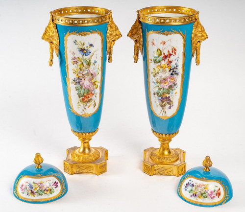 Paire De Vases En Porcelaine De Sèvres Fin XIXème Siècle