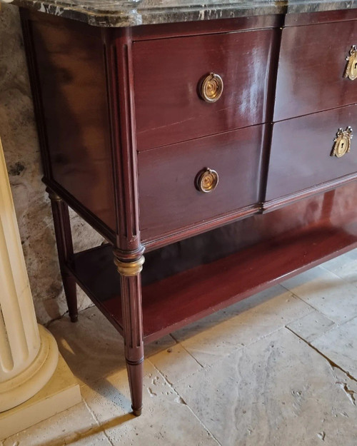 Louis XVI Style Serving Chest, In Mahogany, Stamped From Maison Mailfert