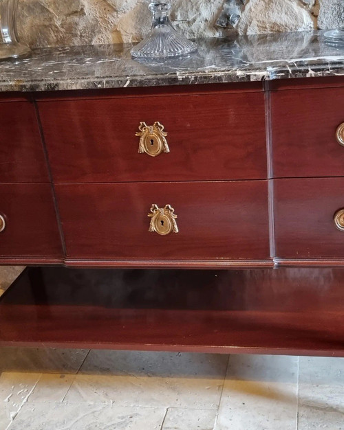 Louis XVI Style Serving Chest, In Mahogany, Stamped From Maison Mailfert