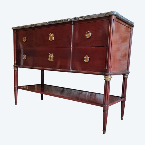 Louis XVI Style Serving Chest, In Mahogany, Stamped From Maison Mailfert