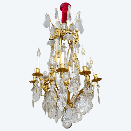 Un Lustre cage En Bronze Doré Et Cristal De Baccarat Fin XIXème Siècle