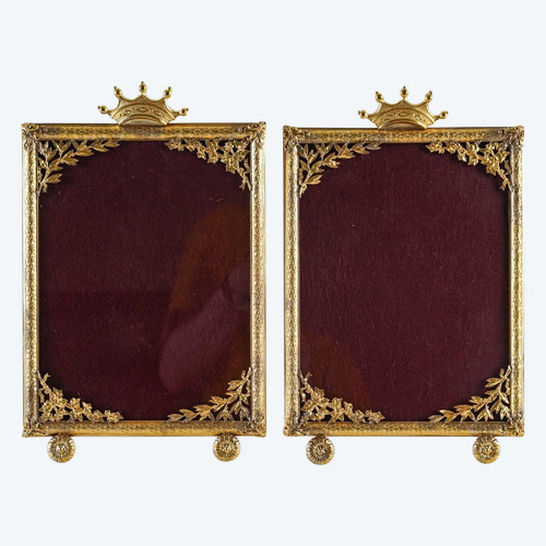 Pair Of Photo Frames In Gilt Bronze Late 19th Century