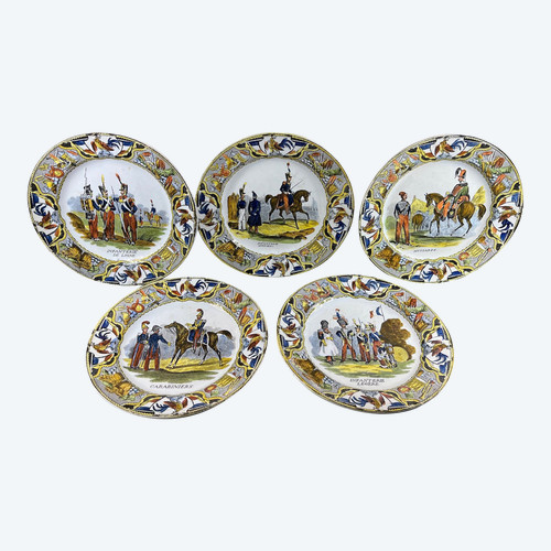 Plates militaria collection Creil Montereau national guard hussar Napoleon