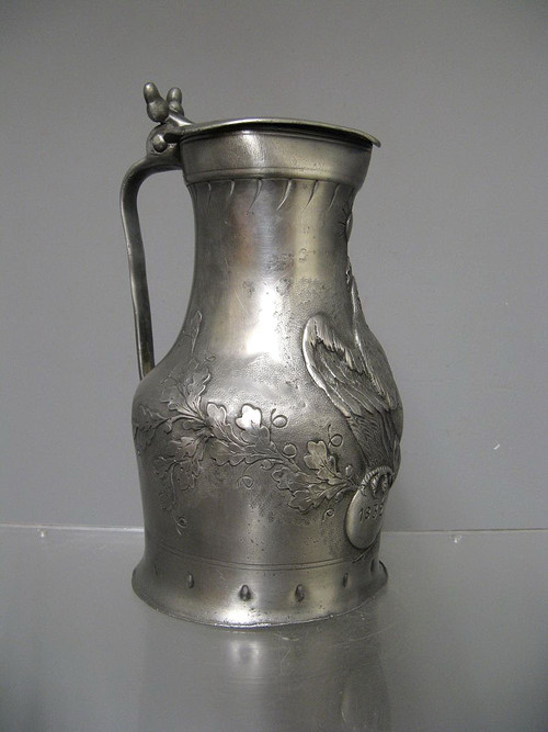 Louis Phillipe Pewter Pitcher 1832. French Rooster.