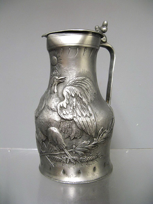 Louis Phillipe Pewter Pitcher 1832. French Rooster.