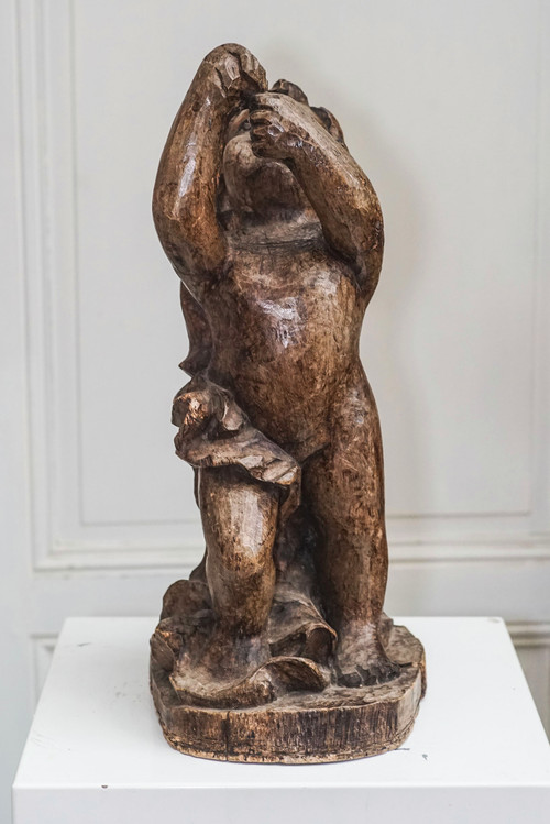 GRANDE PUTTO IN LEGNO, XVIII sec