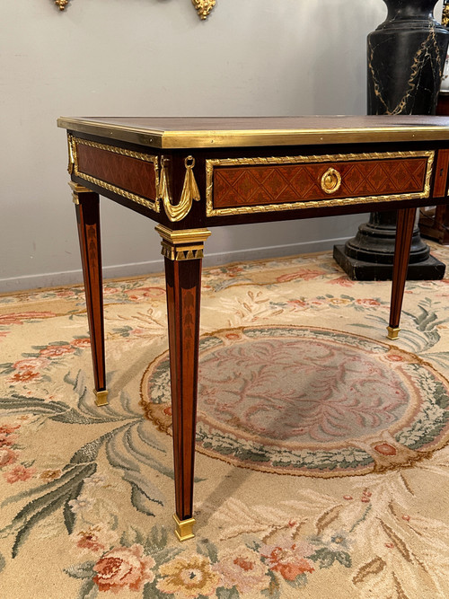  Philippe Claude Montigny, Louis XVI Style Marquetry Flat Desk