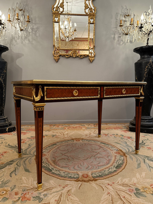  Philippe Claude Montigny, Louis XVI Style Marquetry Flat Desk