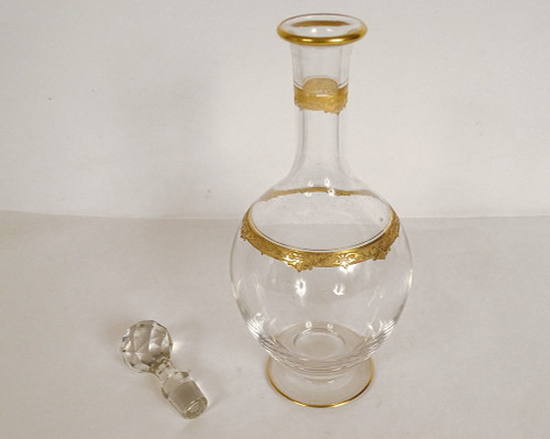 Service de Nuit 4PC Cristal Saint-Louis Modèle Roty Dorure Carafe Sucrier XXè