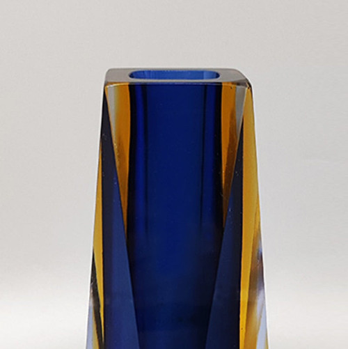 1960 Étonnant Vase Bleu Par Mandruzzato. Fabriqué en Italie