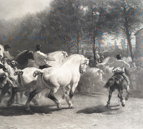  Il mercato dei cavalli Grande incisione secondo Rosa Bonheur incisa da Thomas Landseer