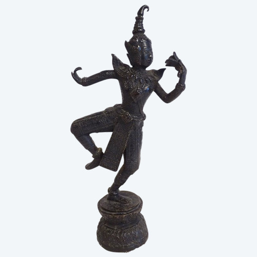 Scultura Statuetta in bronzo Ballerina Apsara Khmer Cambogia Thailandia XIX secolo