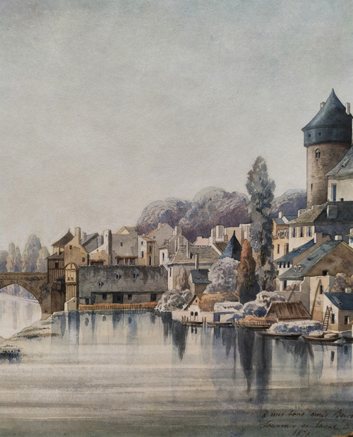 Laval, The Castle And Mayenne Watercolor