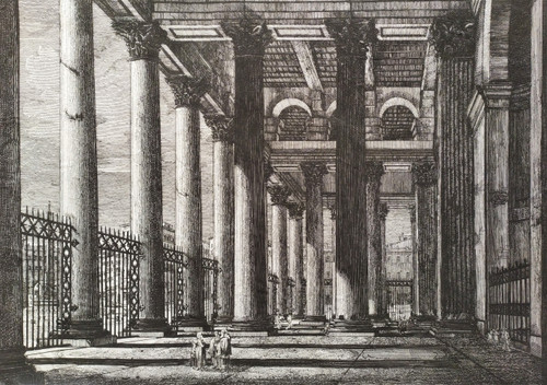 View of the Pantheon in Rome Engraving Architecture Italy 19th