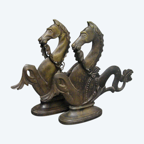 Paire d'Hippocampes De Gondole Du XIXe. Chevaux Marin.