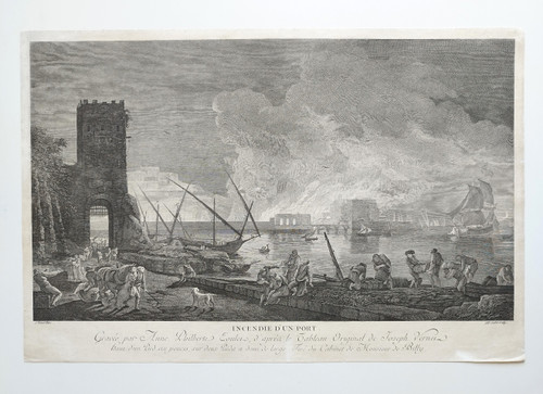 Marine Engraving After Joseph Vernet Fire of a Port 18th