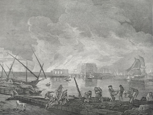 Marine Engraving After Joseph Vernet Fire of a Port 18th