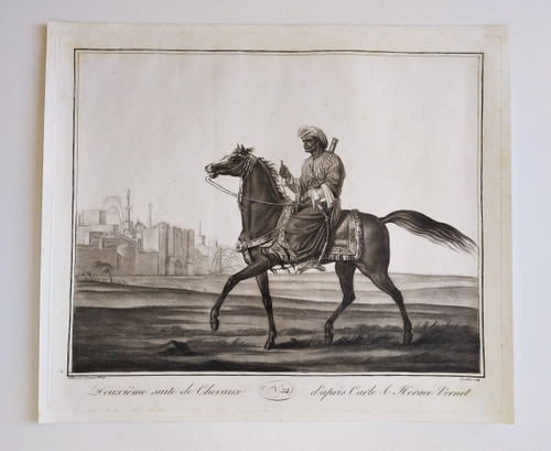 Mamluk On Arabian Horse After Carle And Horace Vernet Orientalist Engraving