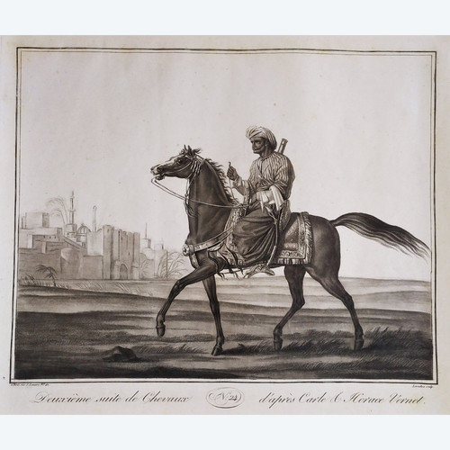 Mamluk On Arabian Horse After Carle And Horace Vernet Orientalist Engraving