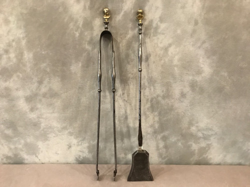 Set of a shovel and pliers in iron and bronze from the early 19th century