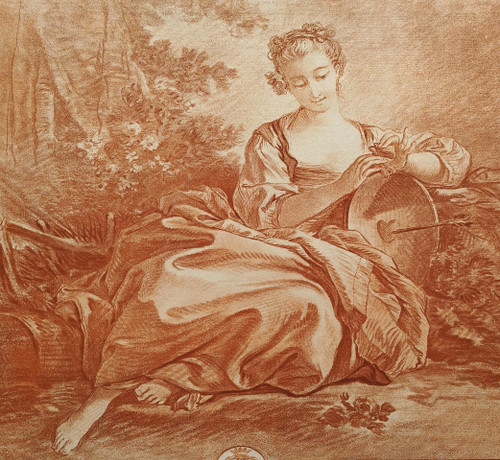 Incisione Scena pastorale secondo François Boucher XVIII