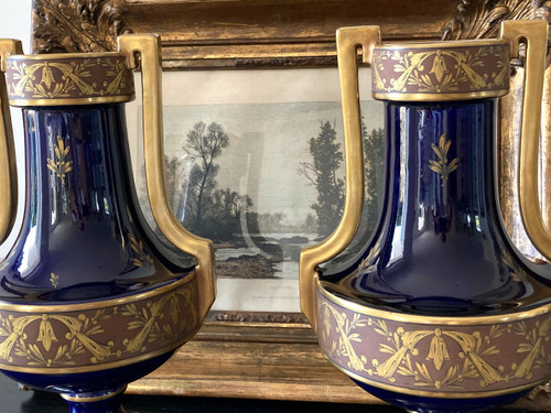 Pair of Porcelain Vases, Pinon Heuzé in Tours, Circa 1930