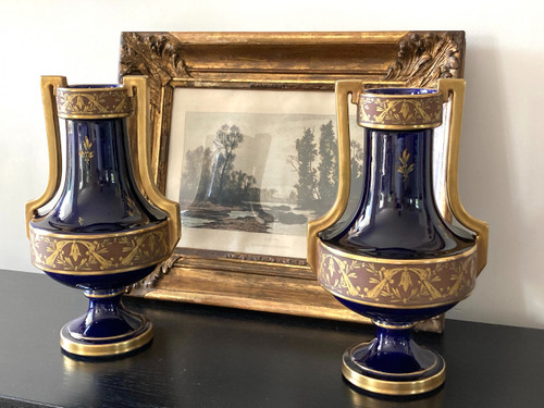 Pair of Porcelain Vases, Pinon Heuzé in Tours, Circa 1930