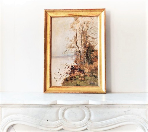 Tableau Huile Sur Toile Paysage d'Automne Par David 19ème