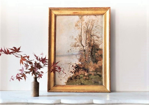 Tableau Huile Sur Toile Paysage d'Automne Par David 19ème