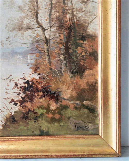 Tableau Huile Sur Toile Paysage d'Automne Par David 19ème