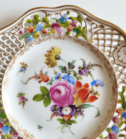 Assiettes Ajourées En Porcelaine Potschappel Dresden XIXème