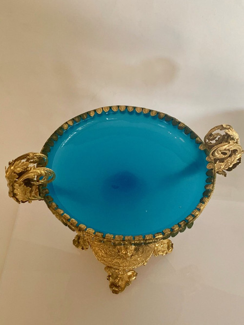 Blue Opaline And Pomponne Cup