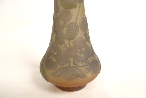 Piccolo vaso Pâte de Verre Emile Gallé Fiori Abutilons Art Nouveau XIX secolo